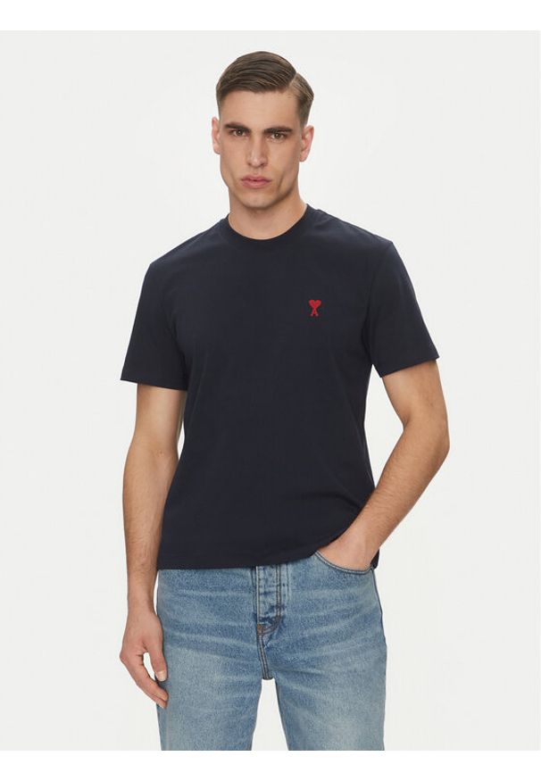 AMI PARIS T-Shirt BFUTS035.724 Granatowy Regular Fit. Kolor: niebieski. Materiał: bawełna