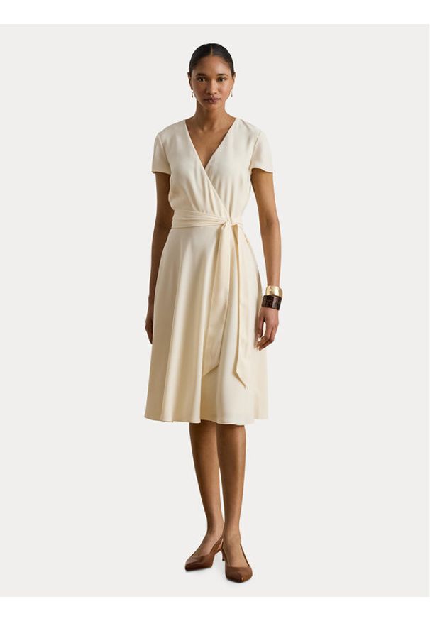 Lauren Ralph Lauren - LAUREN RALPH LAUREN Sukienka koktajlowa 200P13812005 Kremowy Regular Fit. Kolor: kremowy. Materiał: syntetyk. Styl: wizytowy