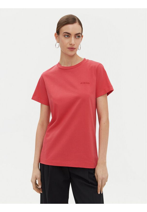 Pinko - PINKO T-Shirt 101752 A2HN Czerwony Regular Fit. Kolor: czerwony. Materiał: bawełna