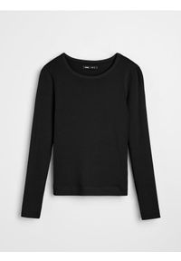 Sinsay - Koszulka z długimi rękawami - czarny. Kolor: czarny. Długość rękawa: długi rękaw. Długość: długie