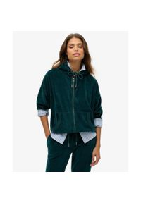 Superdry - Kurtka z kapturem z aksamitu. Typ kołnierza: kaptur. Kolor: zielony #1