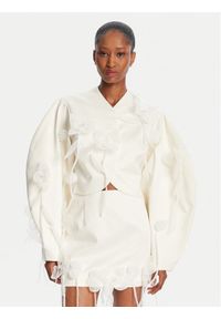 ROTATE Marynarka 3D Lily 113885857 Écru Relaxed Fit. Materiał: syntetyk