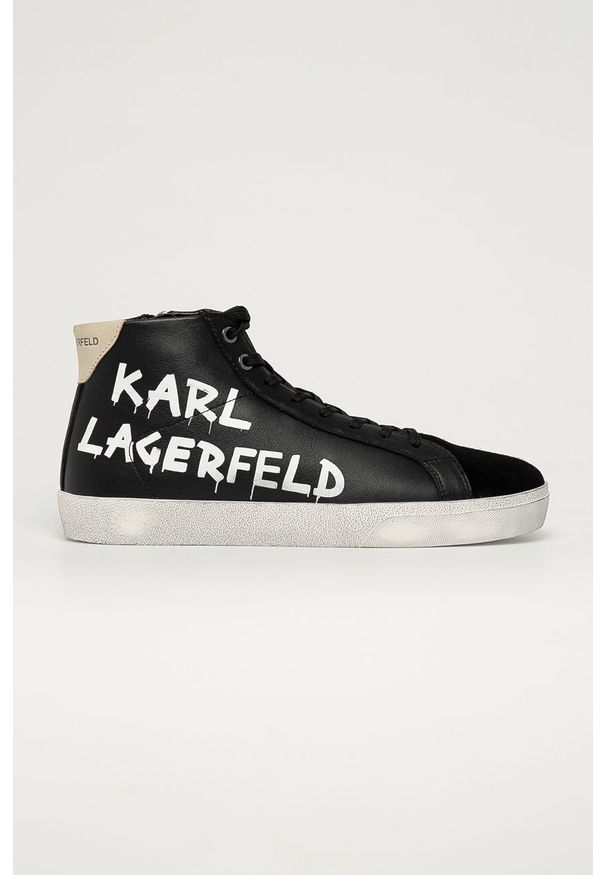 Karl Lagerfeld - Trampki skórzane. Nosek buta: okrągły. Kolor: czarny. Materiał: skóra. Szerokość cholewki: normalna. Styl: klasyczny