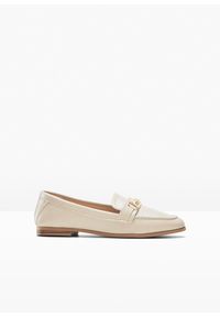 bonprix - Loafersy ze sprzączką. Zapięcie: bez zapięcia, sprzączka. Kolor: beżowy. Styl: elegancki #1
