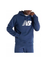 New Balance - Bluza na co dzień męska NEW BALANCE ciepła z kapturem. Typ kołnierza: kaptur. Kolor: niebieski. Sport: bieganie #1