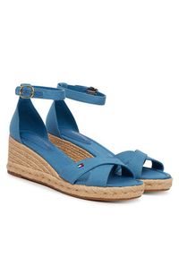 TOMMY HILFIGER - Tommy Hilfiger Espadryle Hemp Crossover Strap Wedge Espadrilles FW0FW09332 Niebieski. Kolor: niebieski. Materiał: materiał #4