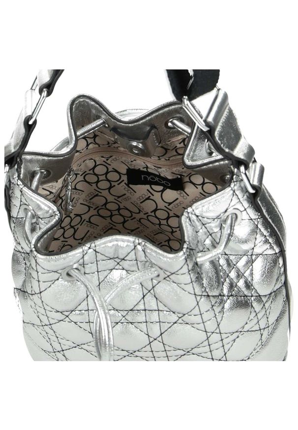 Inna - Torebka damska Nobo listonoszka metaliczna pikowana srebrna. Kolor: srebrny. Materiał: pikowane. Styl: elegancki