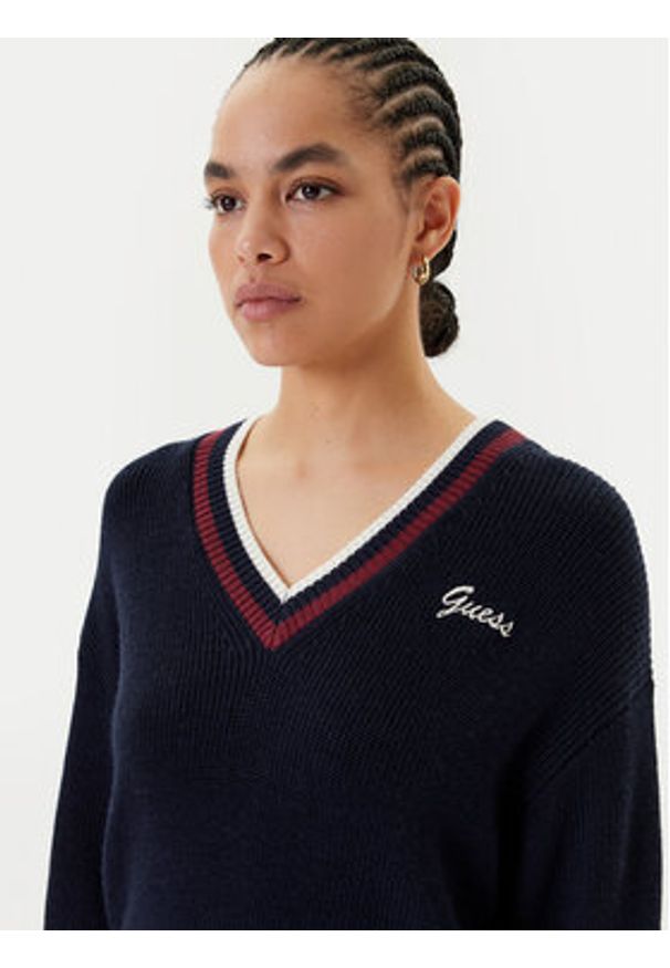 Guess Sweter V5BR01 Z1152 Granatowy Regular Fit. Kolor: niebieski. Materiał: akryl