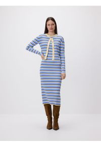 Reserved - Sukienka z kardiganem - wielobarwny. Materiał: wiskoza, tkanina #1