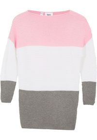 bonprix - Długi sweter. Typ kołnierza: kołnierzyk stójkowy. Kolor: różowy. Długość: długie #1