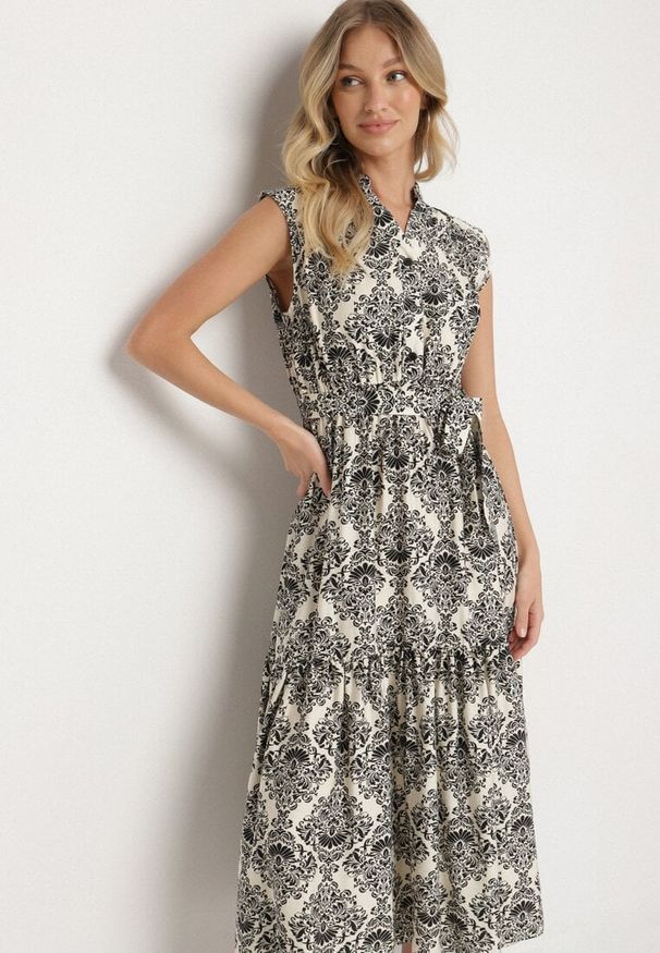 Born2be - Czarna Wiskozowa Sukienka Bez Rękawów z Wiązanym Paskiem Filimea. Okazja: na co dzień. Typ kołnierza: dekolt w kształcie V. Kolor: czarny. Materiał: wiskoza. Długość rękawa: bez rękawów. Typ sukienki: proste. Styl: casual, elegancki