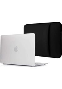 Etui Alogy Etui Alogy Hard Case mat mleczne + pokrowiec neopren czarny do MacBook Air 2018 13. Kolor: biały, wielokolorowy, czarny. Materiał: neopren