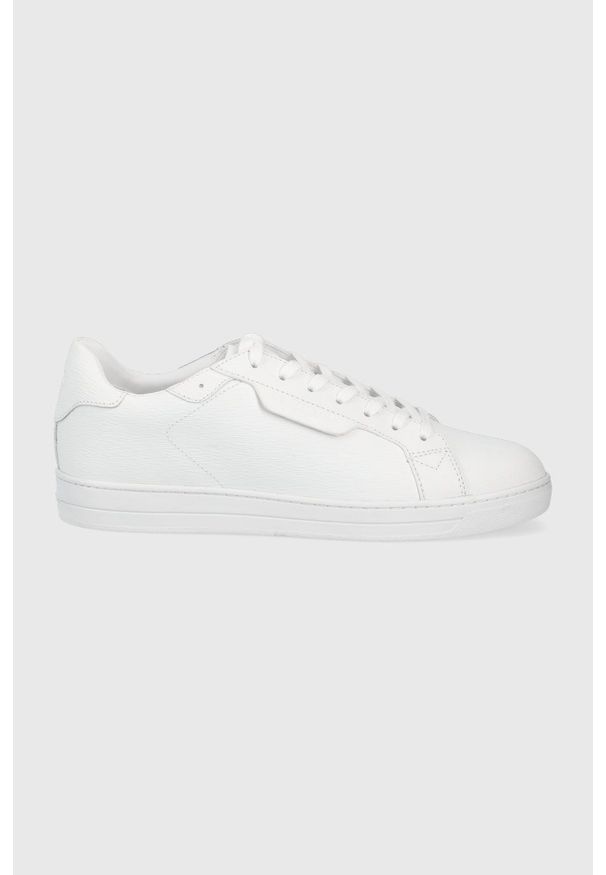 Michael Kors buty skórzane Keating kolor biały. Nosek buta: okrągły. Zapięcie: sznurówki. Kolor: biały. Materiał: skóra. Obcas: na obcasie. Wysokość obcasa: niski