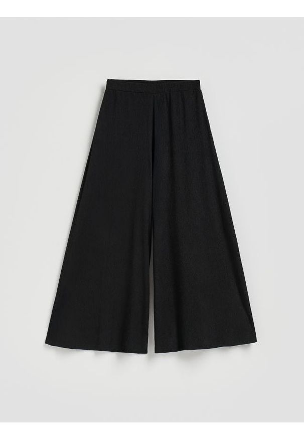 Reserved - Spodnie palazzo - czarny. Kolor: czarny. Materiał: dzianina