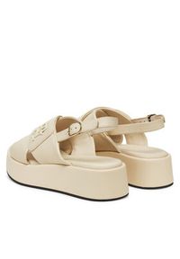 TOMMY HILFIGER - Tommy Hilfiger Sandały Th Logo Hw Padded Leather Sandal FW0FW08808 Beżowy. Kolor: beżowy. Materiał: skóra #3