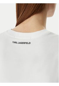 Karl Lagerfeld - KARL LAGERFELD T-Shirt A3W17077 Biały Regular Fit. Typ kołnierza: dekolt w karo. Kolor: biały. Materiał: bawełna #5