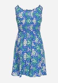 Born2be - Niebieska Bawełniana Sukienka na Ramiączkach z Wiązaniem przy Dekolcie Zimadea. Okazja: na spacer. Kolor: niebieski. Materiał: bawełna. Długość rękawa: na ramiączkach #4