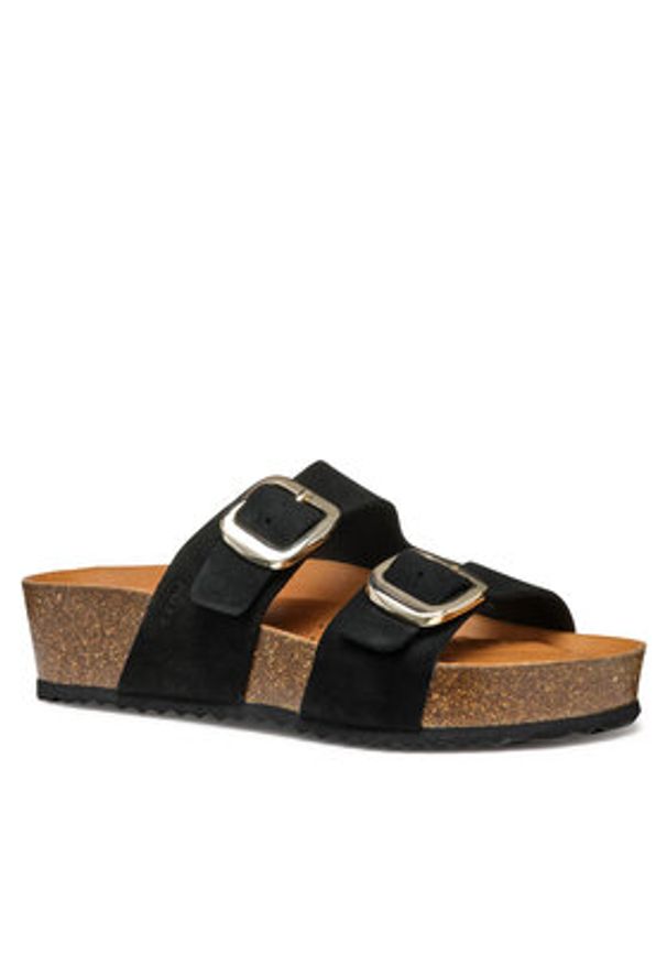 Geox Klapki D Brionia H D551DA 00022 C9999 Czarny. Kolor: czarny. Materiał: skóra, zamsz