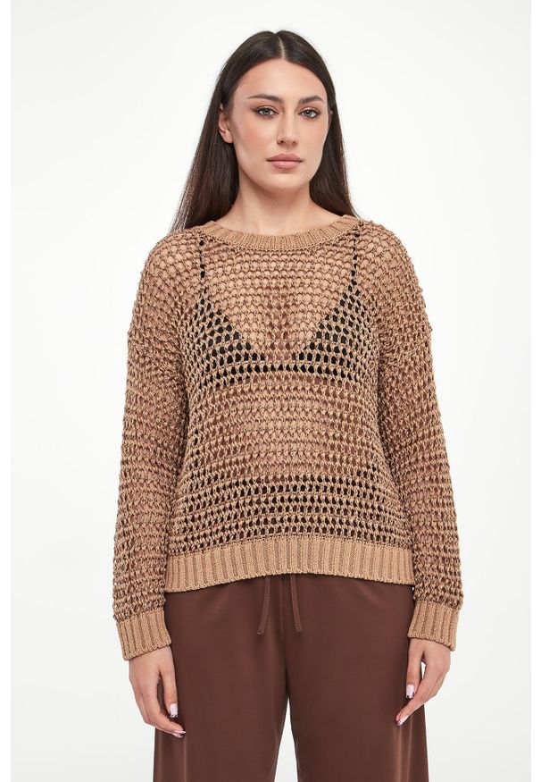 Weekend Max Mara - Sweter damski ażurowy lniany Onirica WEEKEND MAX MARA. Materiał: len. Wzór: ażurowy