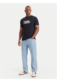 Karl Lagerfeld - KARL LAGERFELD T-Shirt 755780 564235 Granatowy Regular Fit. Typ kołnierza: dekolt w karo. Kolor: niebieski. Materiał: bawełna #4