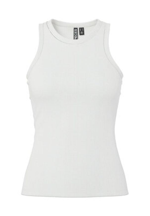 Pieces Top Ruka 17133673 Biały Slim Fit. Kolor: biały. Materiał: bawełna