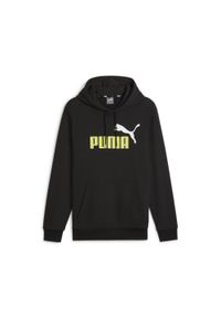 Puma - Męska bluza z kapturem Essentials+ Two-Tone Big Logo PUMA Black Lime Sheen. Typ kołnierza: kaptur. Kolor: żółty, wielokolorowy, czarny, zielony