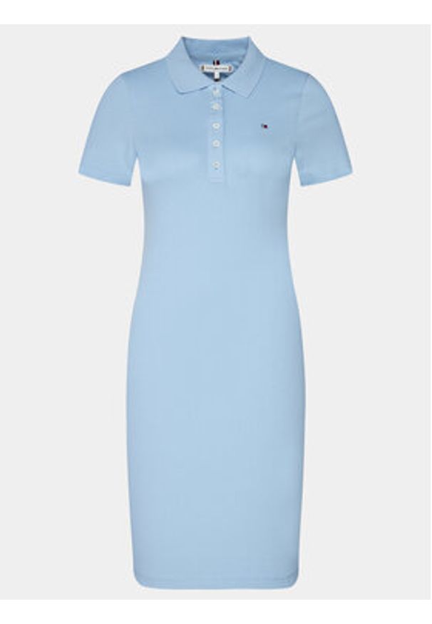 TOMMY HILFIGER - Tommy Hilfiger Sukienka codzienna 1985 WW0WW37853 Błękitny Slim Fit. Okazja: na co dzień. Kolor: niebieski. Materiał: bawełna. Typ sukienki: proste. Styl: casual