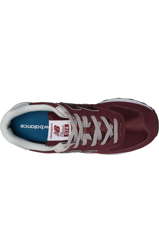 Buty męskie New Balance ML574EVM - bordowe. Okazja: na co dzień. Kolor: czerwony. Materiał: zamsz, materiał, syntetyk, guma. Szerokość cholewki: normalna. Model: New Balance 574