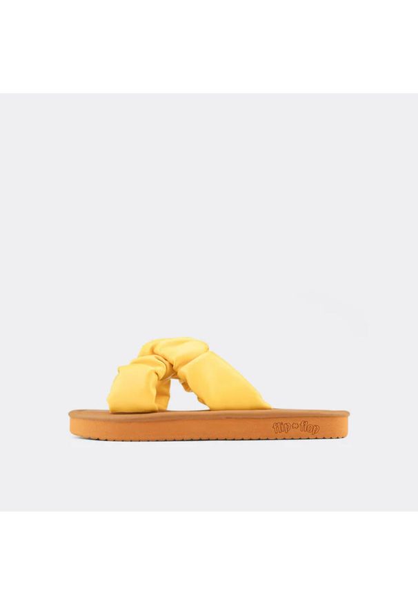 Flip*Flop - Klapki plażowe damskie Flip Flop Fauna Cross. Okazja: na plażę. Kolor: żółty. Sezon: lato