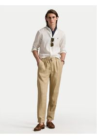 Polo Ralph Lauren Koszula 710968925006 Biały Slim Fit. Typ kołnierza: polo. Kolor: biały. Materiał: len #6