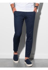 Ombre Clothing - Spodnie męskie chino - granatowe V2 P156 - XL. Okazja: na co dzień. Kolor: niebieski. Materiał: tkanina, elastan, bawełna. Styl: casual, klasyczny #4