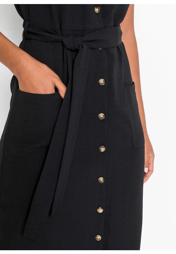 bonprix - Sukienka koszulowa. Kolor: czarny. Typ sukienki: koszulowe