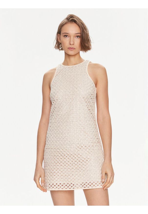 TwinSet - TWINSET Sukienka koktajlowa 241TP2440 Beżowy Regular Fit. Kolor: beżowy. Materiał: syntetyk. Styl: wizytowy