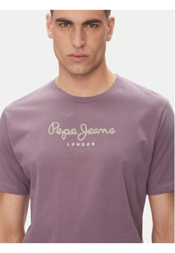 Pepe Jeans T-Shirt Eggo N PM508208 Fioletowy Regular Fit. Kolor: fioletowy. Materiał: bawełna