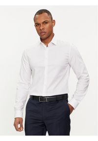 Calvin Klein Koszula Micro Dot K10K112884 Biały Slim Fit. Kolor: biały. Materiał: bawełna