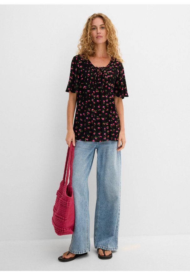 bonprix - Tunika z czystej wiskozy. Kolor: czarny. Materiał: wiskoza