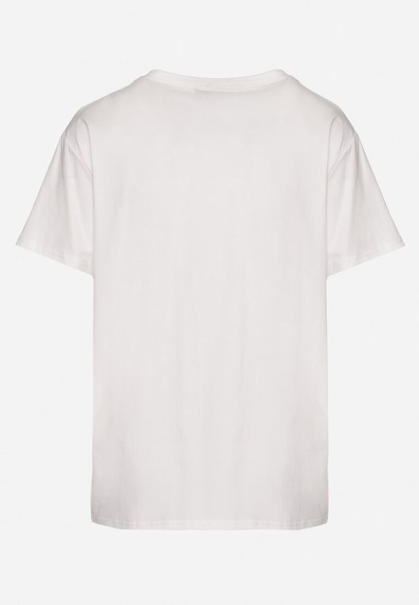 Born2be - Biały Gładki T-shirt z Bawełny o Klasycznym Kroju Natime. Kolor: biały. Materiał: bawełna. Wzór: gładki. Styl: klasyczny