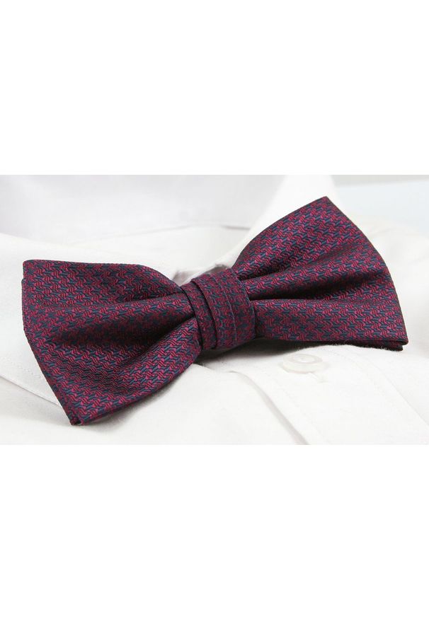ZESTAW - Mucha z Poszetką Chattier - Ciemna Czerwień, Drobny Wzór. Kolor: czerwony. Styl: sportowy, elegancki