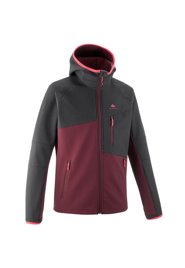 quechua - Kurtka softshell turystyczna dla dzieci Quechua MH550. Kolor: wielokolorowy, czerwony, szary. Materiał: poliester, materiał, elastan. Sezon: lato