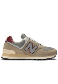 Buty unisex New Balance U574SKB - beżowe. Kolor: beżowy. Materiał: materiał, zamsz, syntetyk, guma, skóra. Szerokość cholewki: normalna. Model: New Balance 574 #1