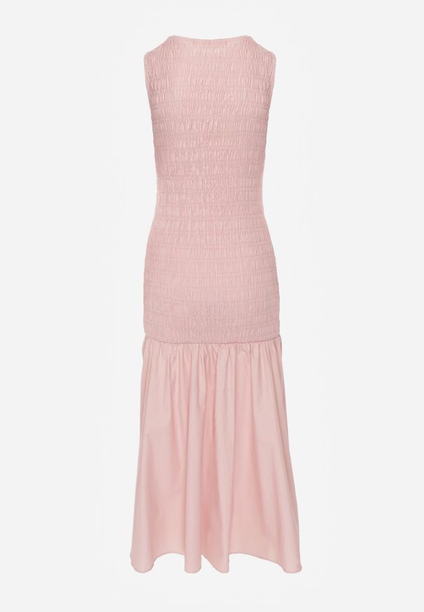 Born2be - Różowa Marszczona Sukienka Bez Rękawów z Obniżoną Linią Talii Natirea. Okazja: na co dzień. Kolor: różowy. Długość rękawa: bez rękawów. Typ sukienki: proste. Styl: casual, elegancki