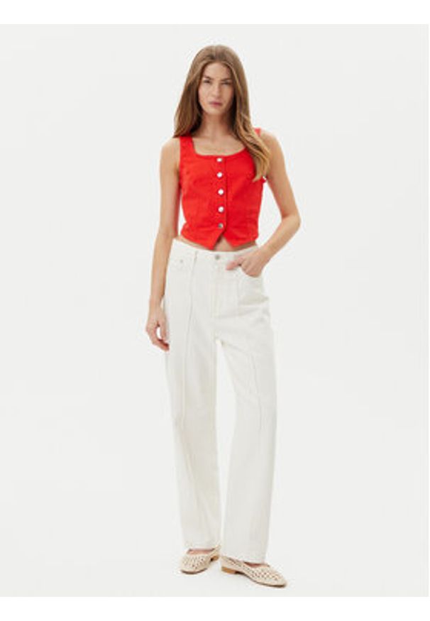 Vero Moda Top Wild Alinia 10323777 Czerwony Slim Fit. Kolor: czerwony. Materiał: bawełna