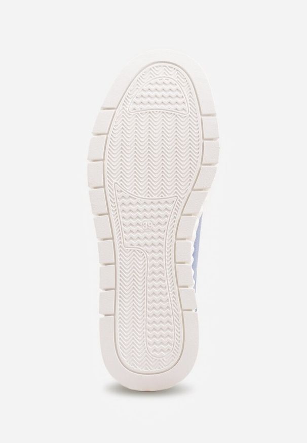 Renee - Niebieskie Sznurowane Sneakersy Vices na Platformie z Tłoczeniem i Metaliczną Aplikacją Lavfedi. Okazja: na co dzień. Zapięcie: sznurówki. Kolor: niebieski. Materiał: jeans. Wzór: aplikacja. Obcas: na platformie