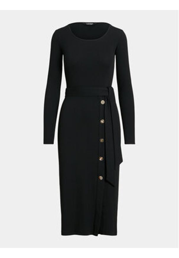 Lauren Ralph Lauren Sukienka dzianinowa 250889290004 Czarny Slim Fit. Kolor: czarny. Materiał: bawełna