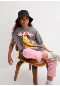 bonprix - T-shirt z czystej bawełny z nadrukiem Garfielda. Kolor: szary. Materiał: jersey, bawełna. Długość rękawa: krótki rękaw. Długość: krótkie. Wzór: nadruk #2