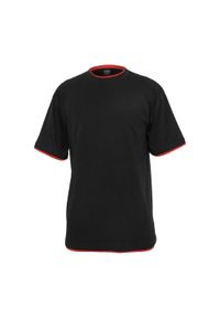 Urban Classics - Męska Koszulka Tall Z Kontrastowymi Detalami. Kolor: czerwony, wielokolorowy, czarny. Sport: turystyka piesza #1