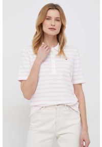 TOMMY HILFIGER - Tommy Hilfiger polo damski kolor różowy. Typ kołnierza: polo. Kolor: różowy. Materiał: bawełna, dzianina. Długość: krótkie #3
