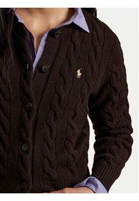 Polo Ralph Lauren Kardigan 211972104007 Brązowy Slim Fit. Typ kołnierza: polo. Kolor: brązowy. Materiał: wełna #6