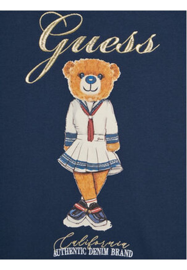 Guess Sukienka codzienna J5RK28 KAD74 Niebieski Regular Fit. Okazja: na co dzień. Kolor: niebieski. Materiał: bawełna. Typ sukienki: proste. Styl: casual