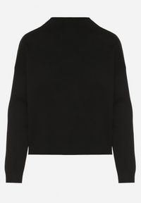 Born2be - Czarny Gładki Sweter o Pudełkowym Kroju ze Stójką Unessa. Okazja: na co dzień. Typ kołnierza: kołnierzyk stójkowy. Kolor: czarny. Materiał: jeans. Wzór: gładki. Styl: casual #7